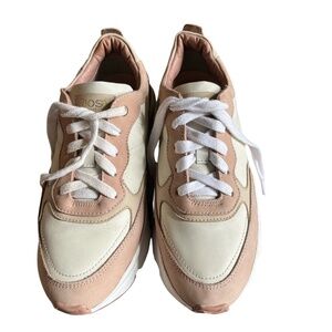 BOSI Women Leather Sneakers Size 37 Neutral Colors Pre Owned